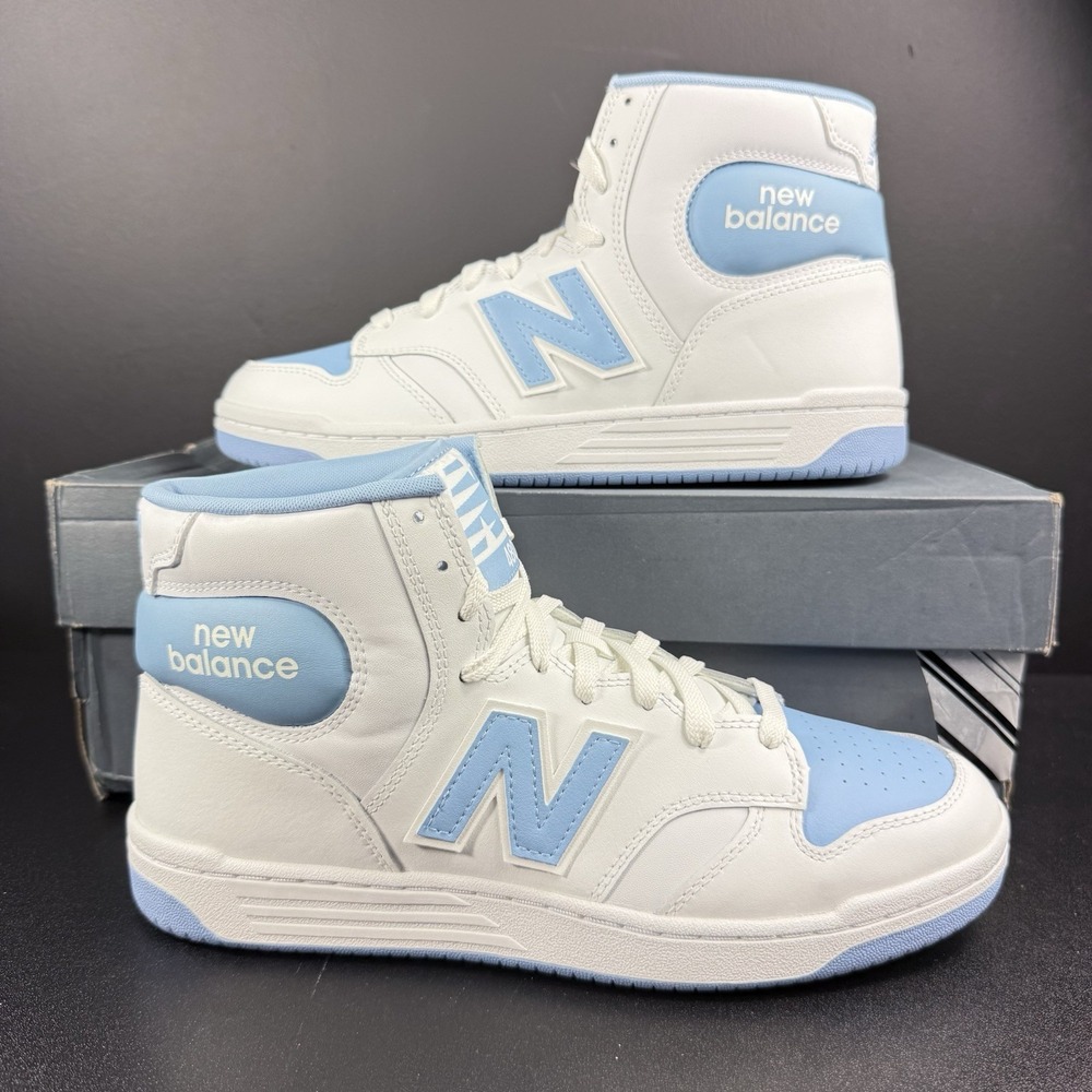 New Balance 480 Hi High Top Basketball‎ Shoe Men's Size 10 White Light Blue Unc
